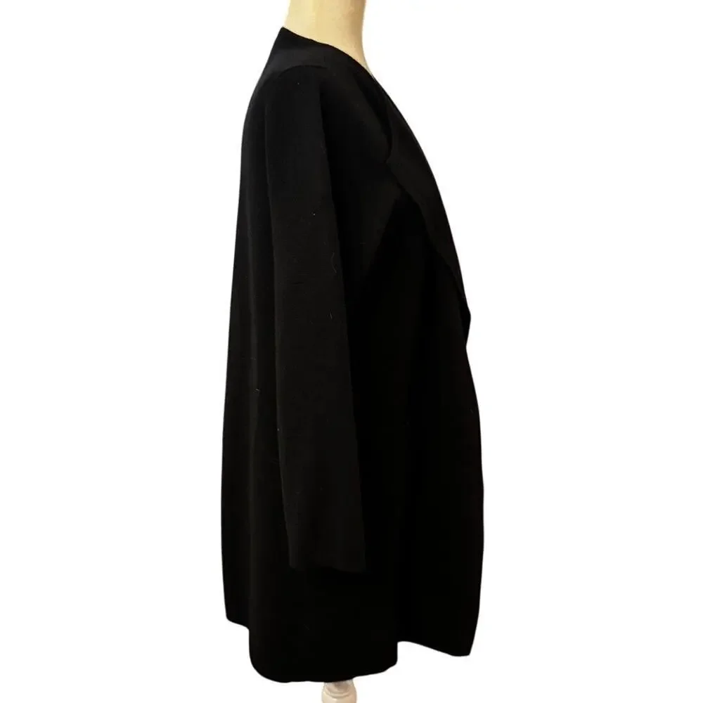 J.Crew Black Merino Wool Blend Knit Blazer Cardigan Coat Size Small